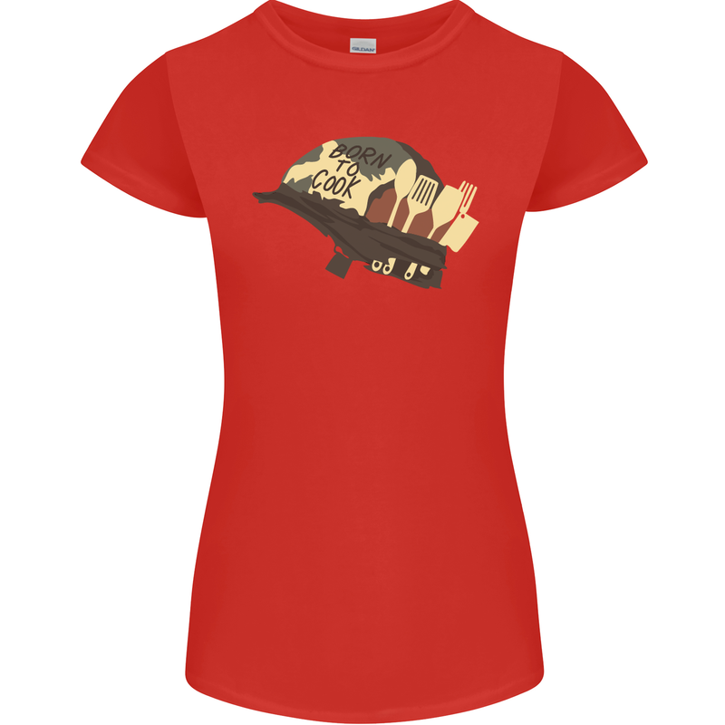 Born to Cook Funny Chef Parody Cooking Womens Petite Cut T-Shirt Red