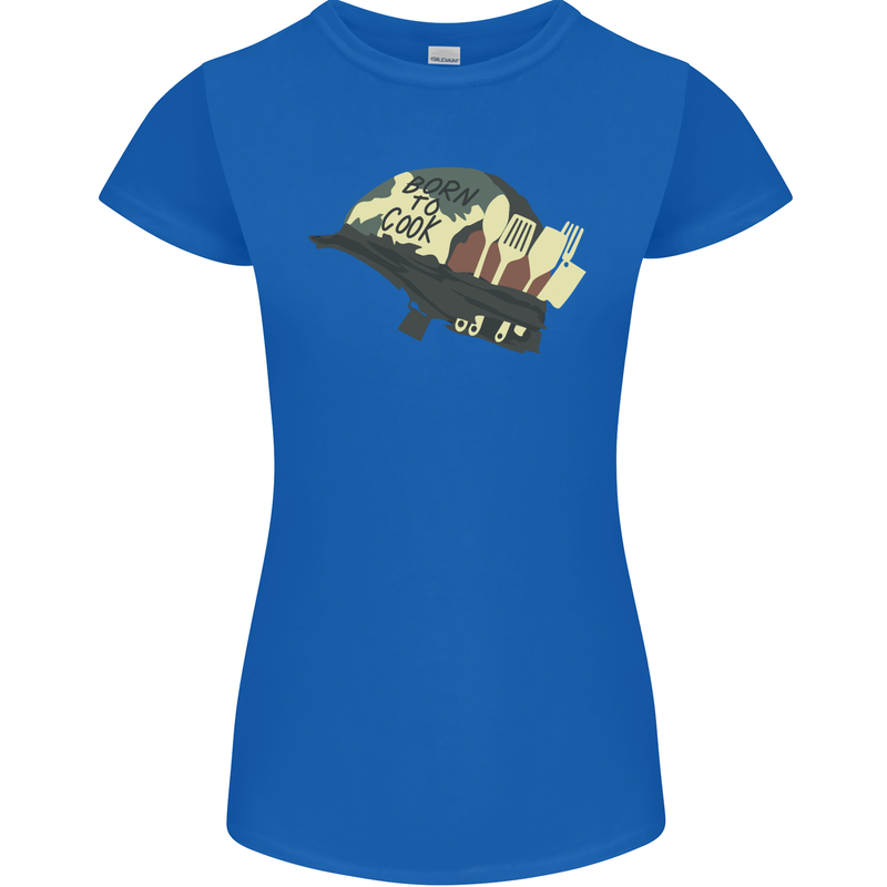 Born to Cook Funny Chef Parody Cooking Womens Petite Cut T-Shirt Royal Blue