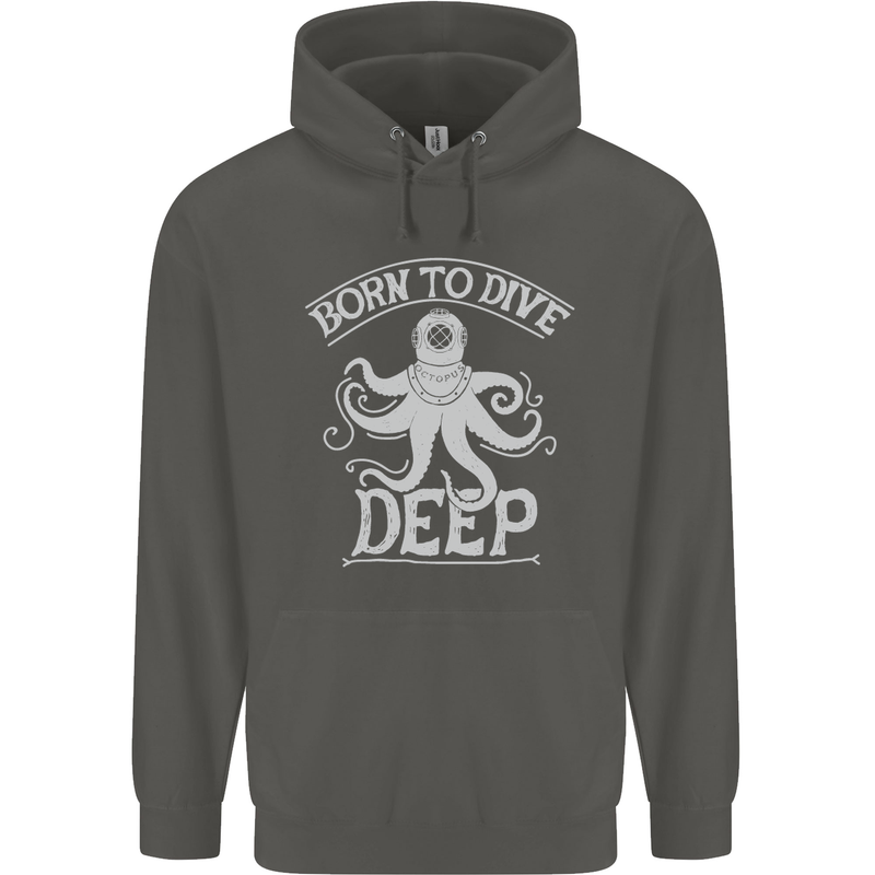 Born to Dive Deep Scuba Diving Diver Childrens Kids Hoodie Storm Grey