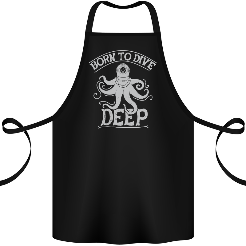 Born to Dive Deep Scuba Diving Diver Cotton Apron 100% Organic Black