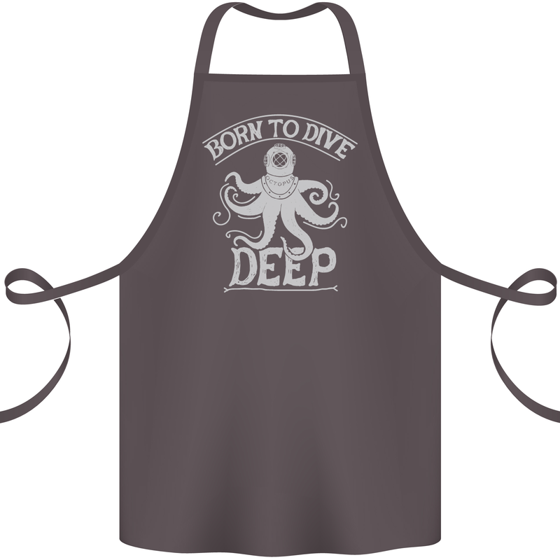 Born to Dive Deep Scuba Diving Diver Cotton Apron 100% Organic Dark Grey