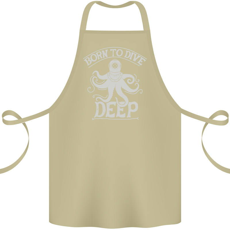 Born to Dive Deep Scuba Diving Diver Cotton Apron 100% Organic Khaki