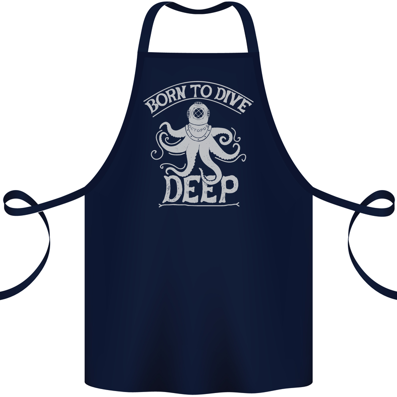 Born to Dive Deep Scuba Diving Diver Cotton Apron 100% Organic Navy Blue