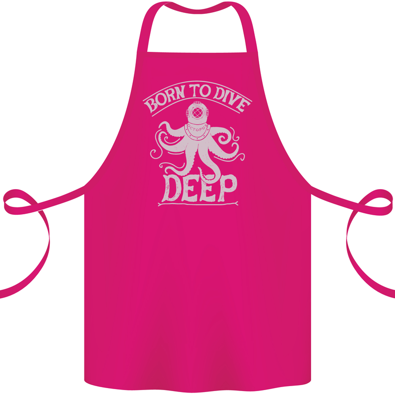 Born to Dive Deep Scuba Diving Diver Cotton Apron 100% Organic Pink