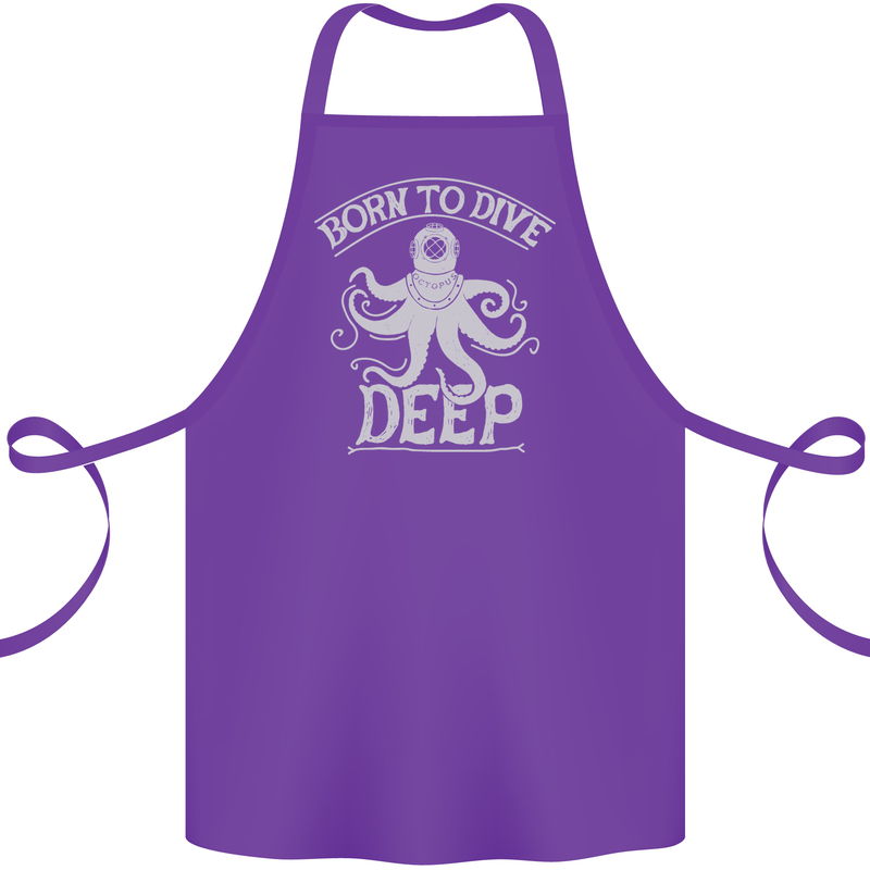 Born to Dive Deep Scuba Diving Diver Cotton Apron 100% Organic Purple