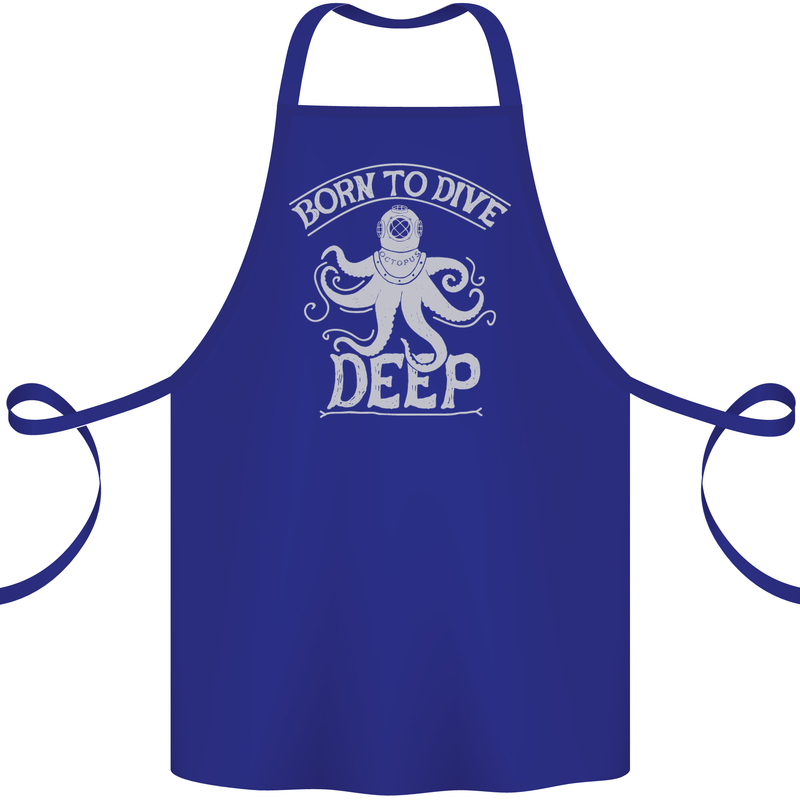 Born to Dive Deep Scuba Diving Diver Cotton Apron 100% Organic Royal Blue