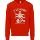 Born to Dive Deep Scuba Diving Diver Kids Sweatshirt Jumper Bright Red
