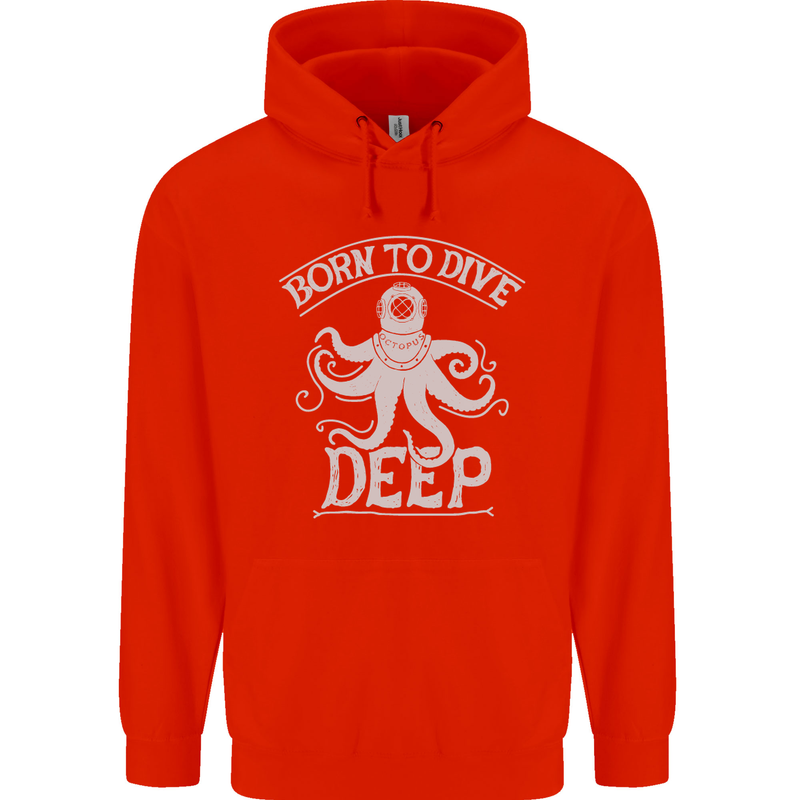 Born to Dive Deep Scuba Diving Diver Mens 80% Cotton Hoodie Bright Red