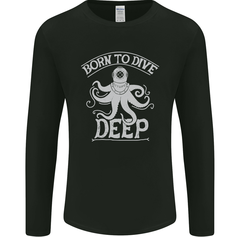 Born to Dive Deep Scuba Diving Diver Mens Long Sleeve T-Shirt Black