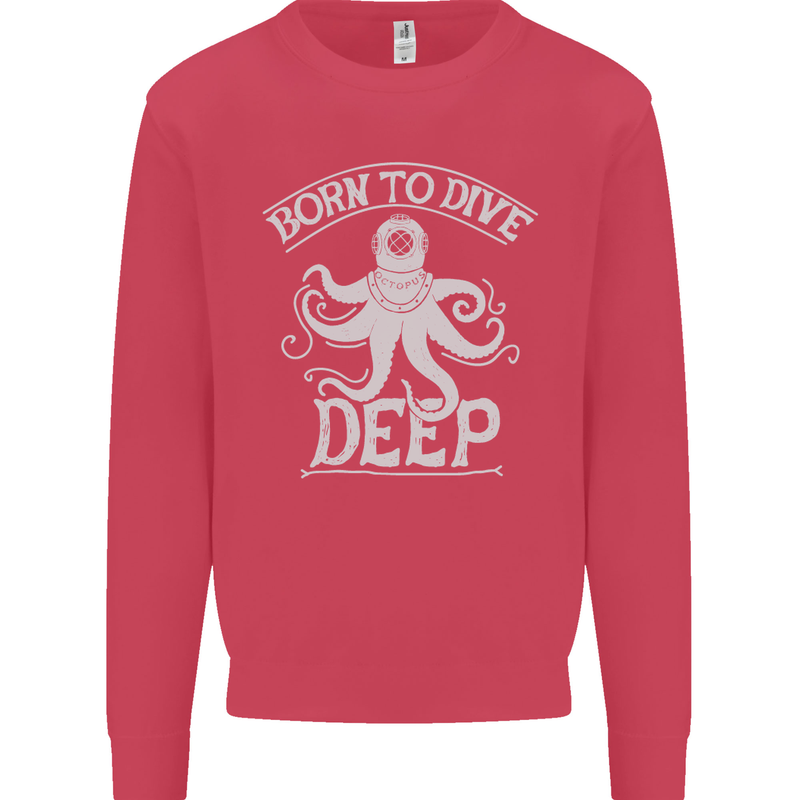 Born to Dive Deep Scuba Diving Diver Mens Sweatshirt Jumper Heliconia