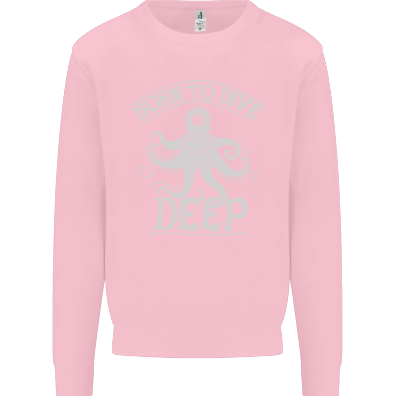 Born to Dive Deep Scuba Diving Diver Mens Sweatshirt Jumper Light Pink