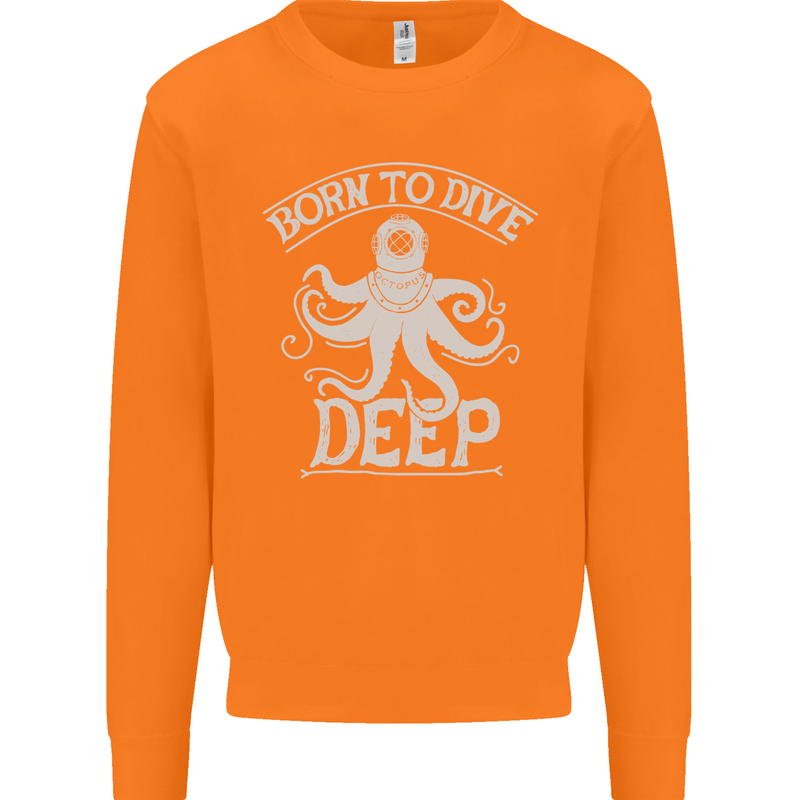 Born to Dive Deep Scuba Diving Diver Mens Sweatshirt Jumper Orange