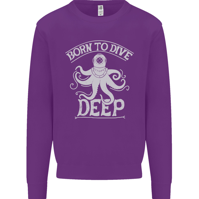 Born to Dive Deep Scuba Diving Diver Mens Sweatshirt Jumper Purple