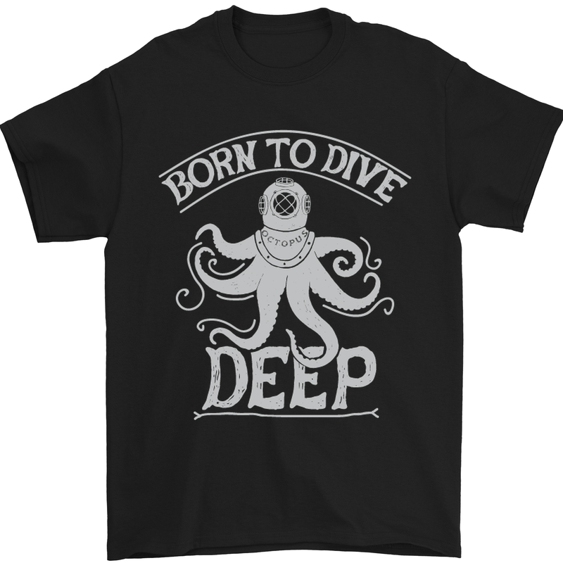Born to Dive Deep Scuba Diving Diver Mens T-Shirt Cotton Gildan Black