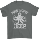 Born to Dive Deep Scuba Diving Diver Mens T-Shirt Cotton Gildan Charcoal
