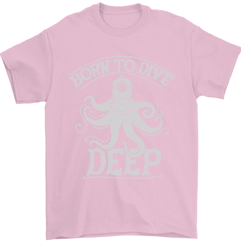 Born to Dive Deep Scuba Diving Diver Mens T-Shirt Cotton Gildan Light Pink