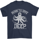 Born to Dive Deep Scuba Diving Diver Mens T-Shirt Cotton Gildan Navy Blue