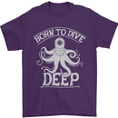 Born to Dive Deep Scuba Diving Diver Mens T-Shirt Cotton Gildan Purple