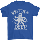 Born to Dive Deep Scuba Diving Diver Mens T-Shirt Cotton Gildan Royal Blue