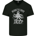 Born to Dive Deep Scuba Diving Diver Mens V-Neck Cotton T-Shirt Black