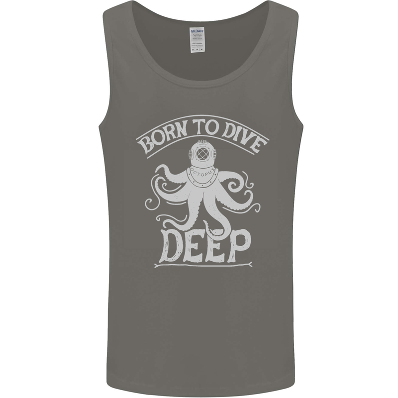 Born to Dive Deep Scuba Diving Diver Mens Vest Tank Top Charcoal