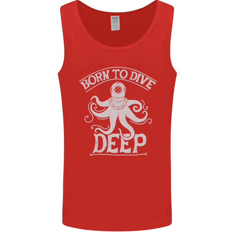 Born to Dive Deep Scuba Diving Diver Mens Vest Tank Top Red