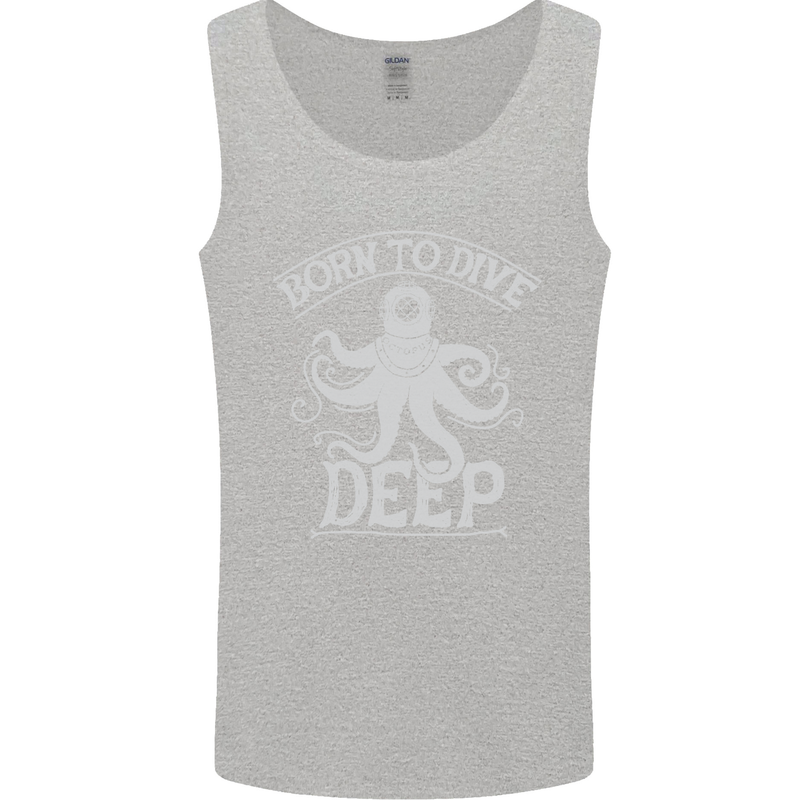 Born to Dive Deep Scuba Diving Diver Mens Vest Tank Top Sports Grey
