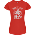 Born to Dive Deep Scuba Diving Diver Womens Petite Cut T-Shirt Red