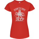 Born to Dive Deep Scuba Diving Diver Womens Petite Cut T-Shirt Red