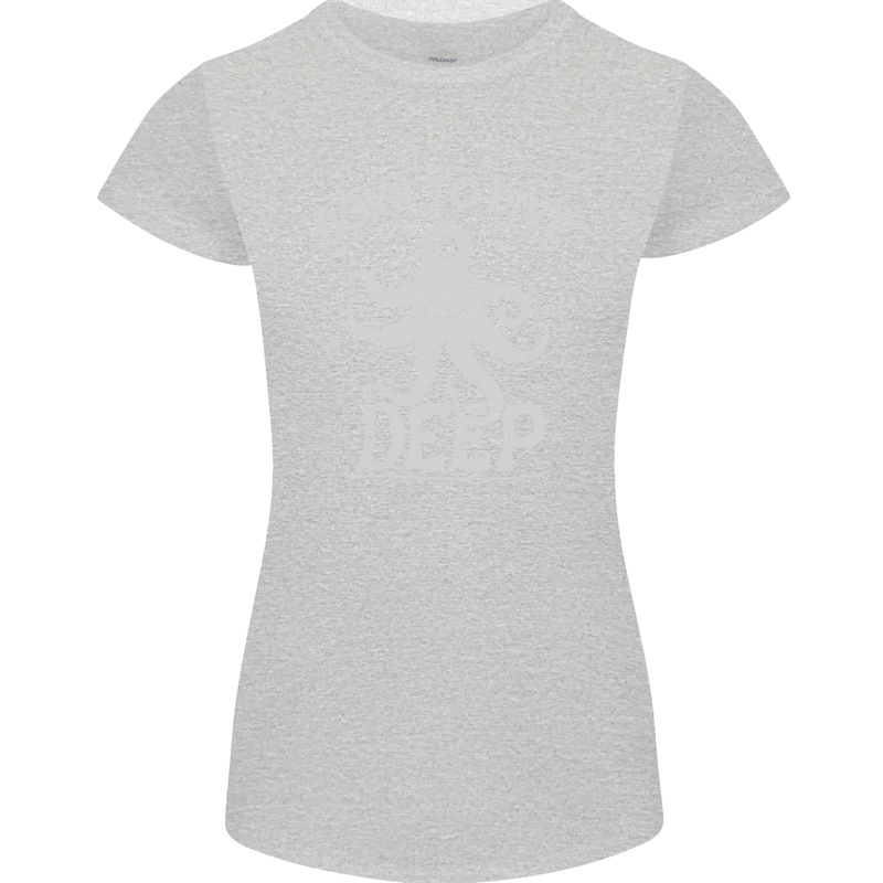 Born to Dive Deep Scuba Diving Diver Womens Petite Cut T-Shirt Sports Grey