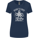 Born to Dive Deep Scuba Diving Diver Womens Wider Cut T-Shirt Navy Blue