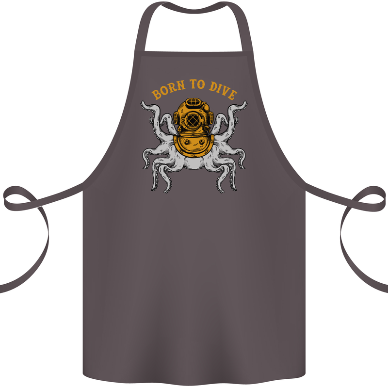 Born to Dive Octopus Scuba Diving Diver Cotton Apron 100% Organic Dark Grey