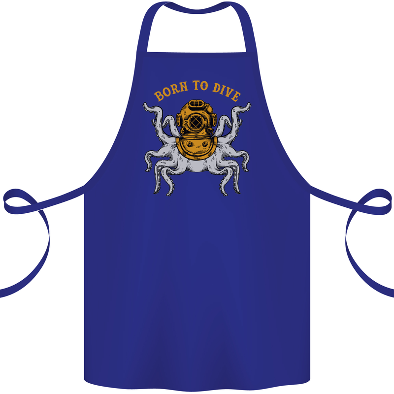 Born to Dive Octopus Scuba Diving Diver Cotton Apron 100% Organic Royal Blue