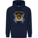 Born to Dive Octopus Scuba Diving Diver Mens 80% Cotton Hoodie Navy Blue