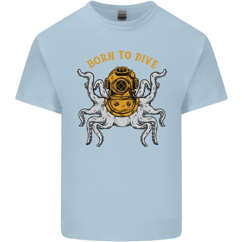 Born to Dive Octopus Scuba Diving Diver Mens Cotton T-Shirt Tee Top Light Blue