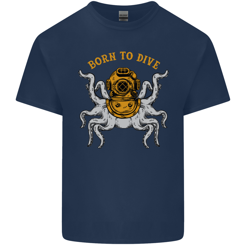 Born to Dive Octopus Scuba Diving Diver Mens Cotton T-Shirt Tee Top Navy Blue