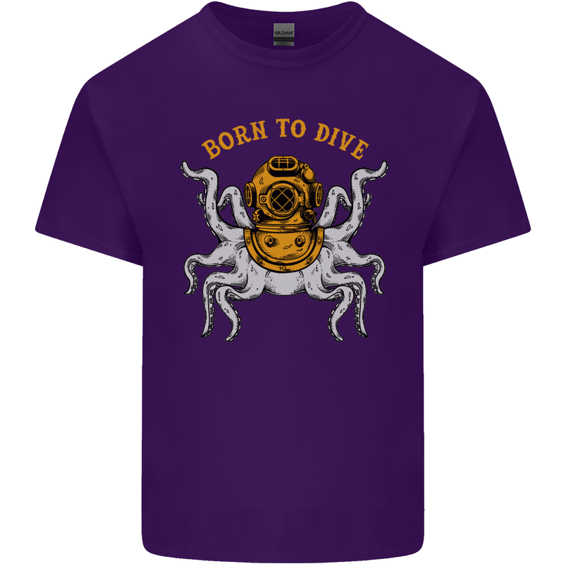 Born to Dive Octopus Scuba Diving Diver Mens Cotton T-Shirt Tee Top Purple