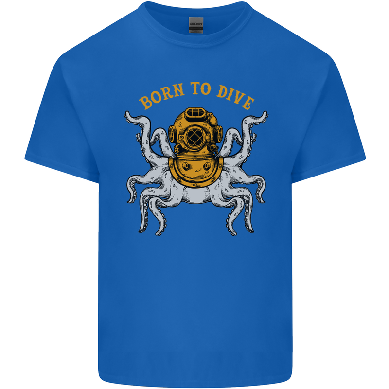 Born to Dive Octopus Scuba Diving Diver Mens Cotton T-Shirt Tee Top Royal Blue