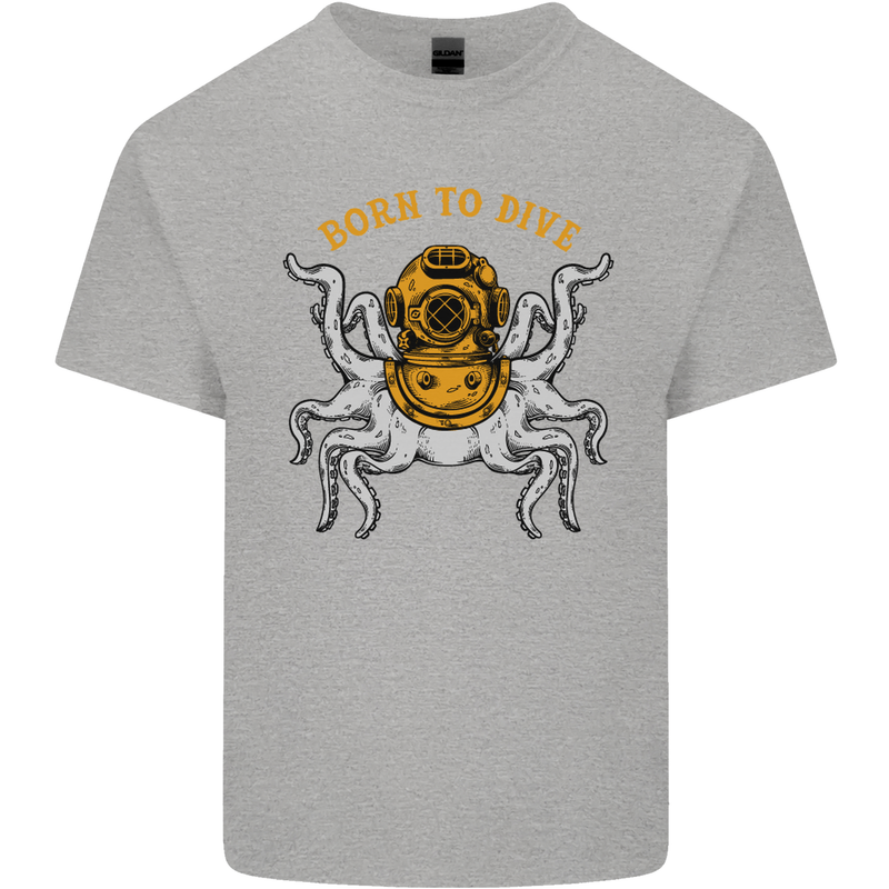 Born to Dive Octopus Scuba Diving Diver Mens Cotton T-Shirt Tee Top Sports Grey