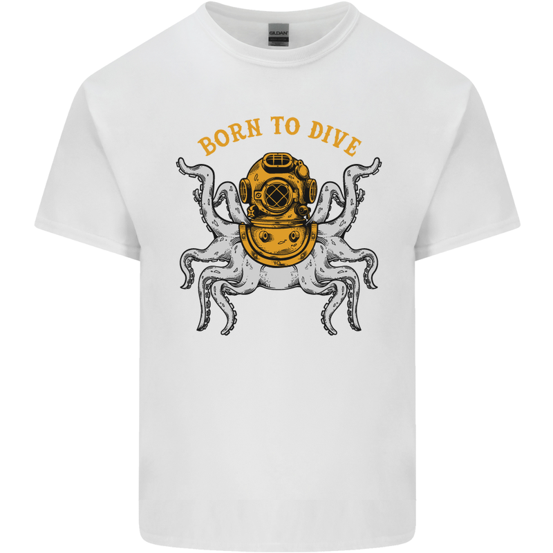 Born to Dive Octopus Scuba Diving Diver Mens Cotton T-Shirt Tee Top White