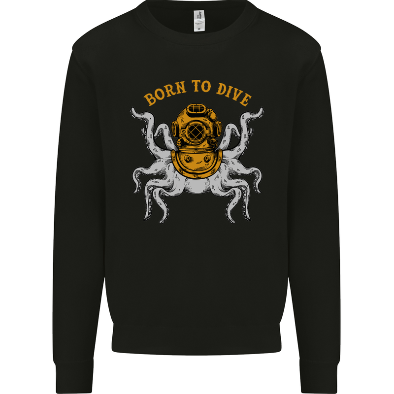 Born to Dive Octopus Scuba Diving Diver Mens Sweatshirt Jumper Black