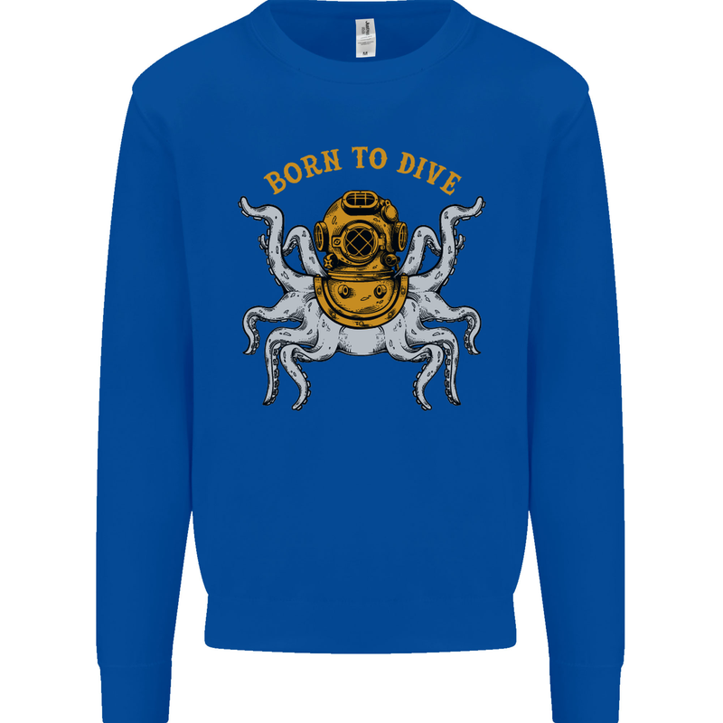 Born to Dive Octopus Scuba Diving Diver Mens Sweatshirt Jumper Royal Blue