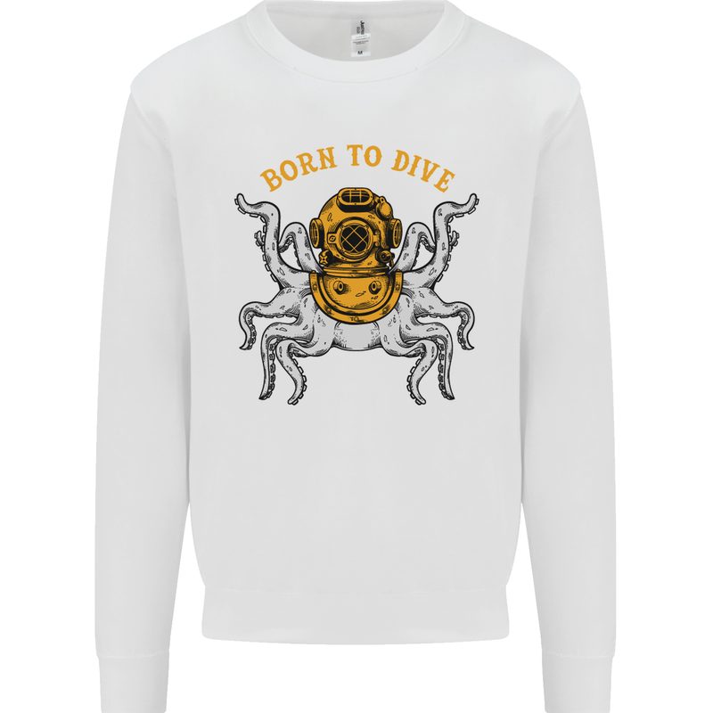 Born to Dive Octopus Scuba Diving Diver Mens Sweatshirt Jumper White