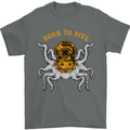 Born to Dive Octopus Scuba Diving Diver Mens T-Shirt Cotton Gildan Charcoal