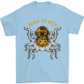 Born to Dive Octopus Scuba Diving Diver Mens T-Shirt Cotton Gildan Light Blue