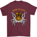 Born to Dive Octopus Scuba Diving Diver Mens T-Shirt Cotton Gildan Maroon