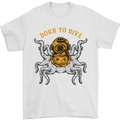 Born to Dive Octopus Scuba Diving Diver Mens T-Shirt Cotton Gildan White