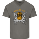 Born to Dive Octopus Scuba Diving Diver Mens V-Neck Cotton T-Shirt Charcoal