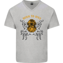 Born to Dive Octopus Scuba Diving Diver Mens V-Neck Cotton T-Shirt Sports Grey