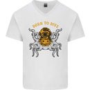 Born to Dive Octopus Scuba Diving Diver Mens V-Neck Cotton T-Shirt White